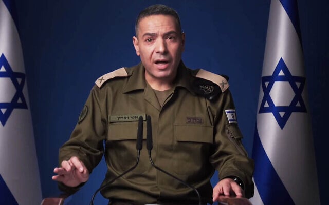 IDF Spokesman Brig. Gen. Effie Defrin gives a press statement on April 3, 2025. (Screenshot/IDF) IDF Spokesman Brig. Gen. Effie Defrin gives a press statement on April 3, 2025. (Screenshot/IDF)