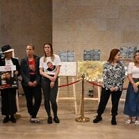 Former Hamas hostages present their art exhibition at Ben Gurion Airport, April 27, 2025. (Hostages and Missing Families Forum)