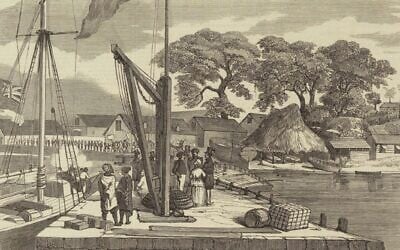 Detail from a newspaper illustration of Nathaniel Isaacs's colony in Matakong. (Courtesy of Adam Rovner)