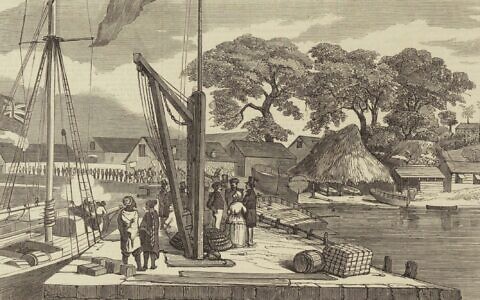 Detail from a newspaper illustration of Nathaniel Isaacs's colony in Matakong. (Courtesy of Adam Rovner)