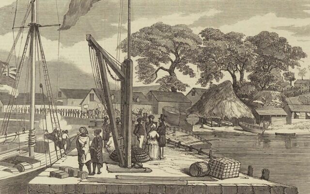 Detail from a newspaper illustration of Nathaniel Isaacs's colony in Matakong. (Courtesy of Adam Rovner)