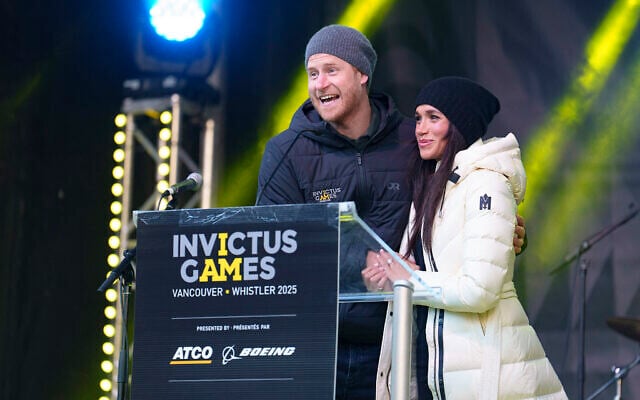 Prince Harry, the Duke of Sussex, founder and patron of the Invictus Games Foundation and Meghan, the Duchess of Sussex, deliver remarks at the Invictus Games Vancouver Whistler 2025 Nation Home Welcome Reception on February 10th, 2025. in Whistler, Canada. (JEFF VINNICK / Getty Images via AFP) Prince Harry, the Duke of Sussex, founder and patron of the Invictus Games Foundation and Meghan, the Duchess of Sussex, deliver remarks at the Invictus Games Vancouver Whistler 2025 Nation Home Welcome Reception on February 10th, 2025. in Whistler, Canada. (JEFF VINNICK / Getty Images via AFP)