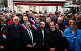 Demonstrators sing the French national anthem as they take part in a gathering in support of Arié Engelberg, the rabbi of Orléans, on March 25, 2025, after he was attacked. (JEAN-FRANCOIS MONIER / AFP)