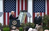 US President Donald Trump delivers remarks on reciprocal tariffs during an event in the Rose Garden entitled 'Make America Wealthy Again,' at the White House in Washington, on April 2, 2025. (Brendan Smialowski/AFP)