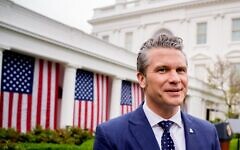 Defense Secretary Pete Hegseth departs after US President Donald Trump signs executive orders imposing tariffs on imported goods during a "Make America Wealthy Again" trade announcement event in the Rose Garden at the White House on April 2, 2025 in Washington, DC. (Andrew Harnik/Getty Images/AFP)