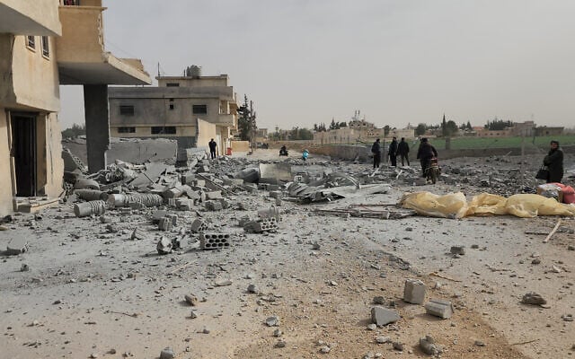 People inspect the damage at a site targeted by an Israeli air strike near Baalbek in Lebanon's eastern Bekaa Valley on April 9, 2025. (AFP) People inspect the damage at a site targeted by an Israeli air strike near Baalbek in Lebanon's eastern Bekaa Valley on April 9, 2025. (AFP)
