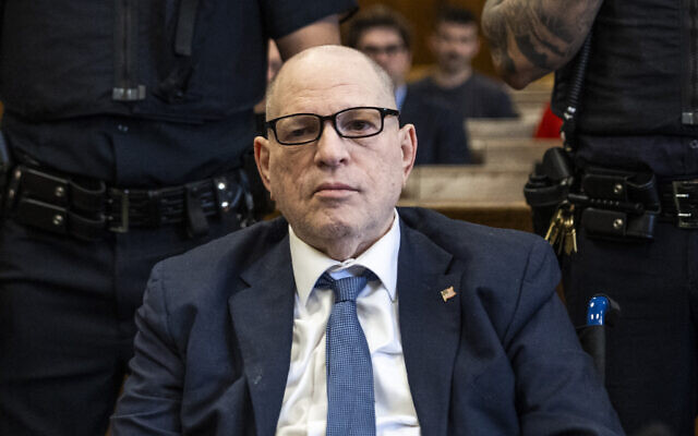 Harvey Weinstein appears at Manhattan Criminal Court on, April 9, 2025, in New York City. Disgraced Hollywood mogul Harvey Weinstein faces a retrial starting April 15, on rape and sex assault charges for which a previous verdict was overturned, forcing survivors who helped fire up the "MeToo" movement to testify against him once again. (Eduardo Munoz Alvarez / POOL / AFP) Harvey Weinstein appears at Manhattan Criminal Court on, April 9, 2025, in New York City. Disgraced Hollywood mogul Harvey Weinstein faces a retrial starting April 15, on rape and sex assault charges for which a previous verdict was overturned, forcing survivors who helped fire up the "MeToo" movement to testify against him once again. (Eduardo Munoz Alvarez / POOL / AFP)