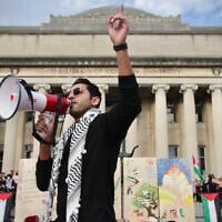 Mohsen Mahdawi speaks at a protest on the Columbia University campus on November 9, 2023, in New York City. (Mukta Joshi/Getty Images/AFP)