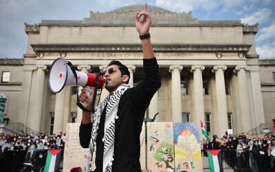 Mohsen Mahdawi speaks at a protest on the Columbia University campus on November 9, 2023, in New York City. (Mukta Joshi/Getty Images/AFP)