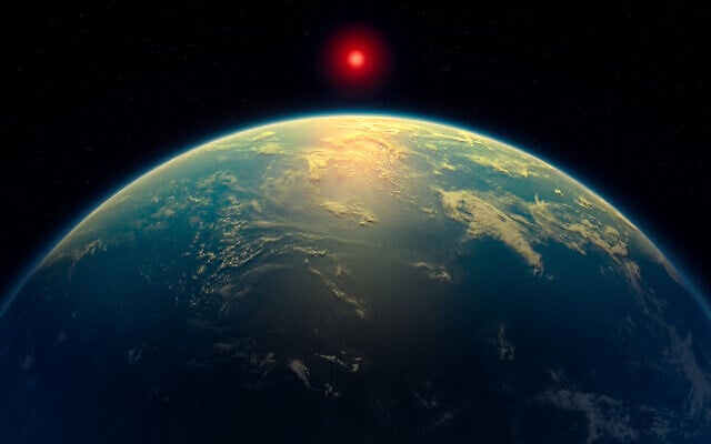 A handout artist's impression released on April 17, 2025 by N. Madhusudhan/University of Cambridge, shows the K2-18b super-Earth, a hycean world, such as exoplanet K2-18b which astronomers say they have found the strongest yet 'hints' of the life outside this solar system. (Handout / University of Cambridge / AFP)