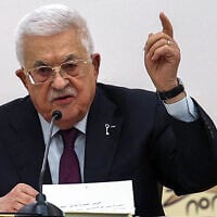 Palestinian Authority President Mahmoud Abbas speaks during the 32nd Palestinian Liberation Organization (PLO) Central Council session in Ramallah on April 23, 2025. (Zain JAAFAR / AFP)
