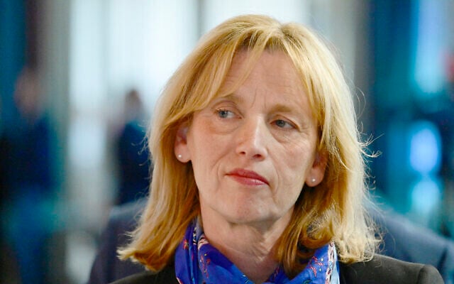 Incoming German Education Minister Karin Prien arrives for a federal committee meeting of Germany's Christian Democratic Union (CDU) party, on April 28, 2025 in Berlin. (John MACDOUGALL / AFP)