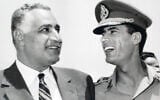 In this undated 1969 photo, Egypt's President Gamal Abdel Nasser, left, is seen with Libyan leader, Col.  Muammar Gaddafi, in Suez, Egypt. (AP Photo/ Farouk Ibrahim)