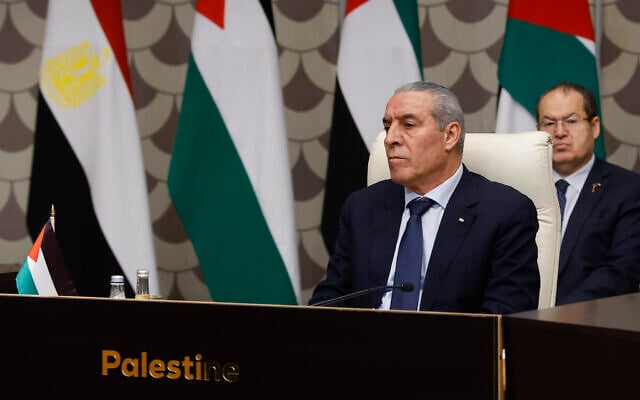 Secretary General of the Executive Committee of the Palestine Liberation Organization (PLO) Hussein al-Sheikh attends a meeting with US Secretary of State Antony Blinken and other foreign ministers, amid the ongoing conflict between Israel and the Palestinian Islamist group Hamas, in Amman, Jordan, Nov. 4, 2023. (Jonathan Ernst/Pool photo via AP)