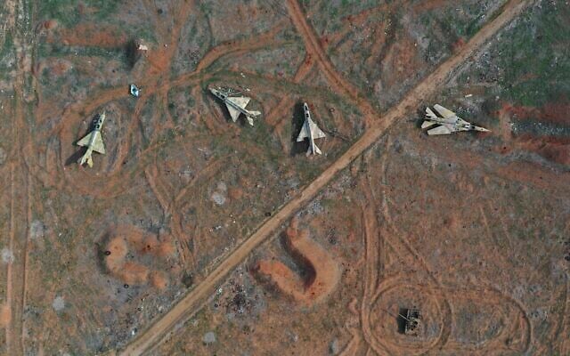 File: Seized Syrian Air Force planes are seen in the aftermath of the opposition's takeover of the Hama military airport on December 6, 2024. (AP Photo/Ghaith Alsayed) File: Seized Syrian Air Force planes are seen in the aftermath of the opposition's takeover of the Hama military airport on December 6, 2024. (AP Photo/Ghaith Alsayed)