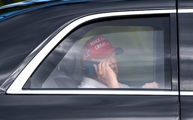 US President Donald Trump talks on the phone as he arrives at the Trump International Golf Club, April 4, 2025, in West Palm Beach, Florida. (AP Photo/Alex Brandon) US President Donald Trump talks on the phone as he arrives at the Trump International Golf Club, April 4, 2025, in West Palm Beach, Florida. (AP Photo/Alex Brandon)