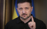 Ukrainian President Volodymyr Zelensky speaks during a briefing in Kyiv, Ukraine, April 17, 2025. (Efrem Lukatsky/AP)