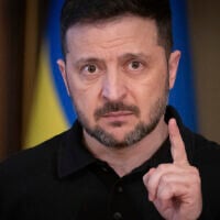 Ukrainian President Volodymyr Zelensky speaks during a briefing in Kyiv, Ukraine, April 17, 2025. (Efrem Lukatsky/AP)
