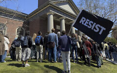 Students, faculty and members of the Harvard University community rally on April 17, 2025, in Cambridge, Massachusetts. (AP Photo)