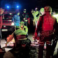 Rescuers on the site where a cable car carrying tourists south of Naples has crashed after the cable snapped, killing at least four people and injuring one in Castellamare di Stabia, near Naples, Italy, April 17, 2025. (Alessandro Garofalo/LaPresse via AP)