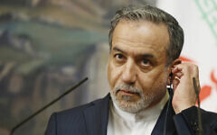 Iranian Foreign Minister Abbas Araghchi attends a news conference following his meeting with Russian Foreign Minister Sergey Lavrov in Moscow, Russia, April 18, 2025. (Tatyana Makeyeva/Pool Photo via AP)