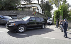 US delegates leave the Omani Embassy in Rome after closed-door meeting with an Iranian delegation to discuss Tehran's rapidly advancing nuclear program, April 19, 2025. (AP Photo/Andrew Medichini)