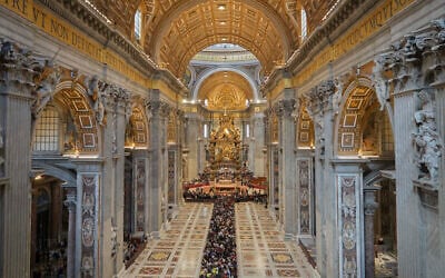 People line up to pay their respects to Pope Francis lying in state, inside St. Peter's Basilica, at the Vatican,April 25, 2025. (AP Photo/Andrew Medichini)
