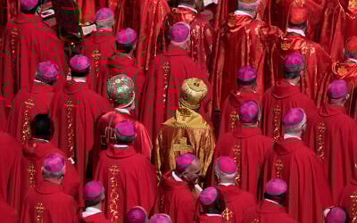 Cardinals stand during the funeral of Pope Francis in St. Peter's Square at the Vatican, April 26, 2025. (Gregorio Borgia/AP)