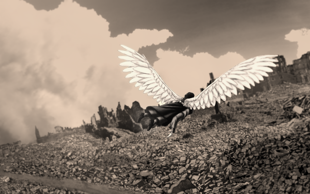 The magical, black-and-white animation of 'Among Neighbors,' filmmaker Yoav Potash's documentary about a Polish town, screened in Israel for Holocaust Remembrance Day, starting April 23, 2025 (Courtesy)