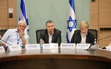 Likud MK Yuli Edelstein chairs a meeting of the Knesset Foreign Affairs and Defense Committee, April 27, 2025. (Dani Shem-Tov/ Office of the Knesset Spokesperson)