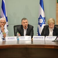 Likud MK Yuli Edelstein chairs a meeting of the Knesset Foreign Affairs and Defense Committee, April 27, 2025. (Dani Shem-Tov/ Office of the Knesset Spokesperson)