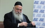 Housing and Construction Minister Yitzhak Goldknopf in the Knesset, on January 27, 2025. (Chaim Goldberg/Flash90)