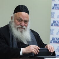 Housing and Construction Minister Yitzhak Goldknopf in the Knesset, on January 27, 2025. (Chaim Goldberg/Flash90)