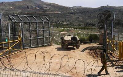 Israeli soldiers on the border between Syria and northern Israel, March 14, 2025. (Ayal Margolin/Flash90)