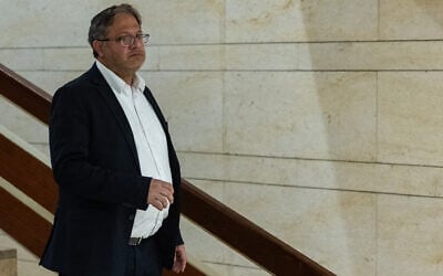 National Security Minister Itamar Ben Gvir at the Knesset in Jerusalem, March 27, 2025. (Chaim Goldberg/Flash90)