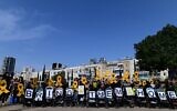 Mothers attend a protest calling for the release of the hostages held by Hamas terrorists in Gaza, in Tel Aviv. April 7, 2025. (Tomer Neuberg/FLASH90)