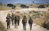 Security forces south of Hebron in the West Bank, on April 18, 2025. (Wisam Hashlamoun/ FLASH90)