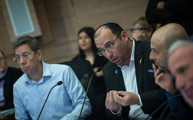 Religious Zionism MK Simcha Rothman chairs a Knesset Constitution, Law and Justice Committee meeting, in Jerusalem, on April 27, 2025. (Yonatan Sindel/Flash90) Religious Zionism MK Simcha Rothman chairs a Knesset Constitution, Law and Justice Committee meeting, in Jerusalem, on April 27, 2025. (Yonatan Sindel/Flash90)