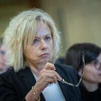 Attorney General Gali Baharav-Miara attends a meeting of the Knesset Constitution, Law and Justice Committee, April 27, 2025. (Yonatan Sindel/Flash90)