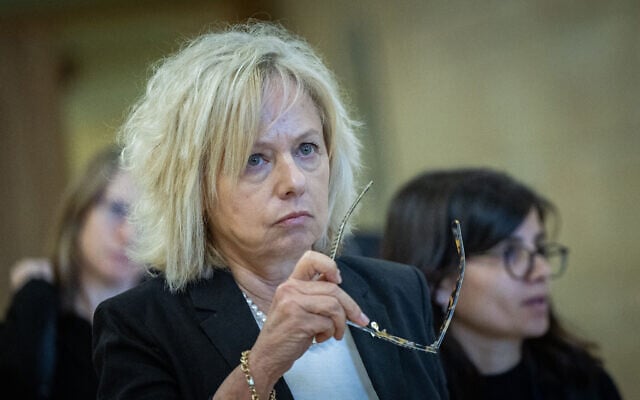 Attorney General Gali Baharav-Miara attends a meeting of the Knesset Constitution, Law and Justice Committee, April 27, 2025. (Yonatan Sindel/Flash90)