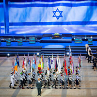 The dress rehearsal of Israel's 77th Independence Day ceremony at Mount Herzl, Jerusalem, April 28, 2025. The dress rehearsal was broadcast on television following the live performance's cancellation.(Yonatan Sindel/Flash90)
