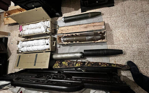 Rockets confiscated by Lebanese soldiers from an apartment in the area of the city of Sidon, Lebanon, in an image published on April 20, 2025. (Lebanese Army)