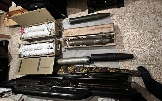 Rockets confiscated by Lebanese soldiers from an apartment in the area of the city of Sidon, Lebanon, in an image published on April 20, 2025. (Lebanese Army)
