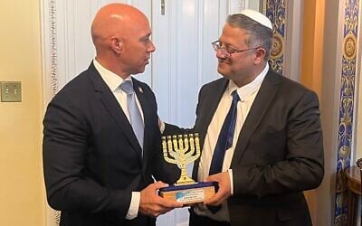 Rep. Brian Mast and National Security Minister Itamar Ben Gvir on April 28, 2025. (House Foreign Affairs Committee Majority/X)