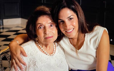 Leslie Gelrubin Benitah, right, with her late grandmother Bajla Gelrubin on her 100th birthday. (Courtesy)