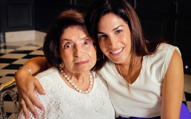 Leslie Gelrubin Benitah, right, with her late grandmother Bajla Gelrubin on her 100th birthday. (Courtesy)