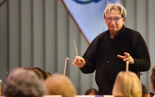Michael Tilson Thomas conducting the Boston Symphony Orchestra at Tanglewood, in Beethoven's 9th Symphony, the Ode to Joy, on August 28, 2022. It was Tilson Thomas's last concert with the BSO, where he began his career in 1969, as its assistant conductor and pianist. (Hilary Scott/Courtesy Boston Symphony Orchestra via JTA)