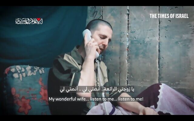 Israeli hostage Elkana Bohbot in a Hamas propaganda video published on April 19, 2025.
