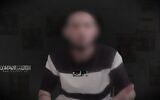 Hostage Rom Braslavski speaks in a propaganda video published by the Palestinian Islamic Jihad on April 16, 2025. (Screenshot/Telegram)