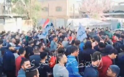 Palestinians protest against Hamas and for an end to the war in northern Gaza's Beit Lahiya, April 16, 2025. (Screenshot: X; @hamza198708)